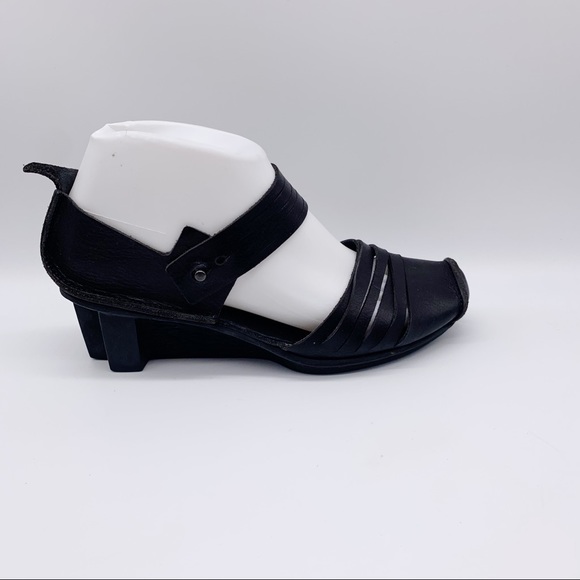 Trippen Shoes - Trippen Black Ankle Strap Sandal Block Heels